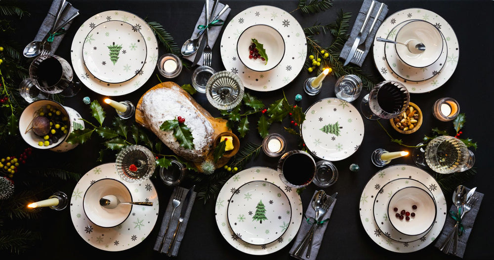 Cookinglife Dinnerware Set - Christmas Dinnerware - Pottery - Green 18-piece / 6 persons