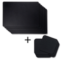 Jay Hill 6 Placemats + 6 Coasters Rectangle - Vegan Leather - Black