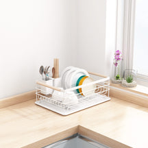 Sareva Drip rack - with tray - dish rack with drip tray and cutlery holder - White