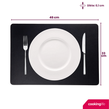 Cookinglife Placemats - Vegan leather - Black - 46 x 33 cm - 6 pieces