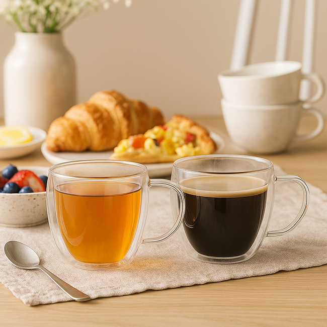 Cookinglife Double-walled Coffee / Tea Glasses with Handle 280 ml - 2 pieces