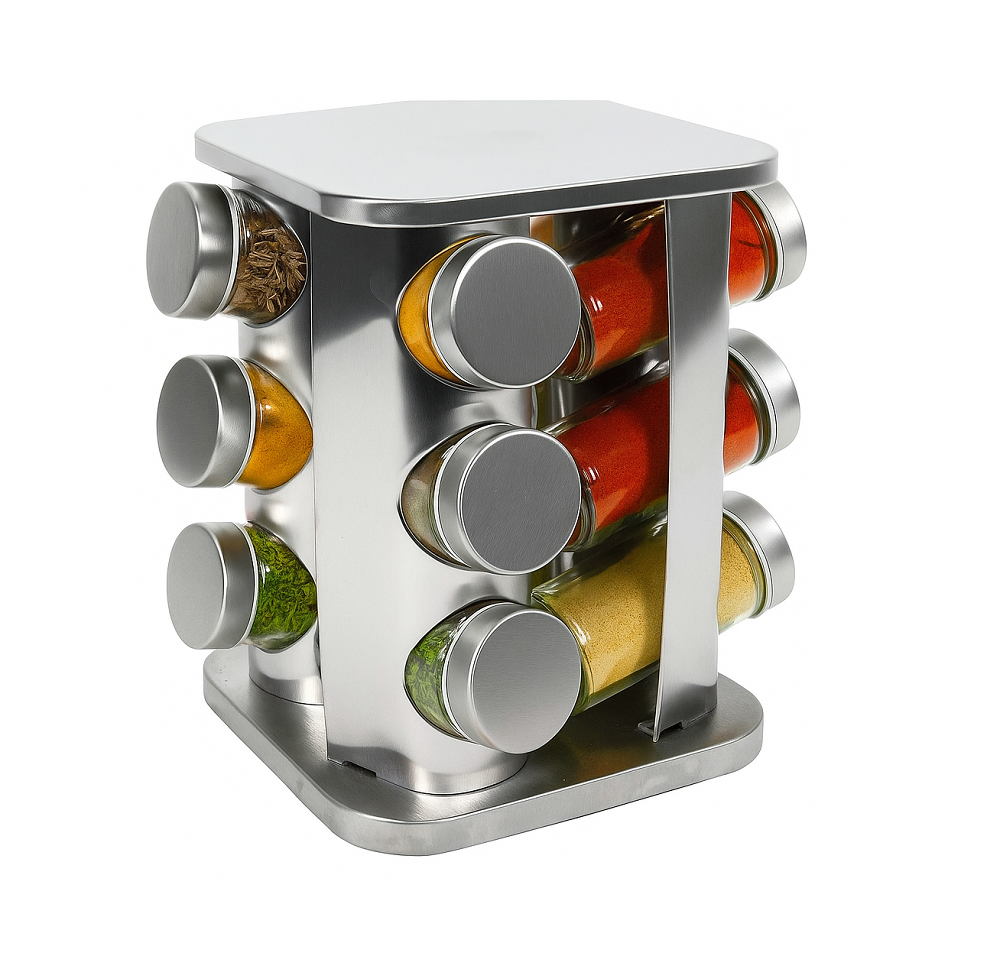 Cookinglife Spice Rack Stainless Steel Rotatable 12-Piece