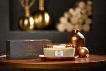 WoodWick Gift Set Scented Candle Ellipse Fireside - Scented Candle in Glass - Wooden Wick