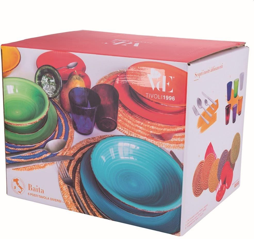 Villa d'Este Tableware set Baita - Colori Caldi - 18-piece / 6 people