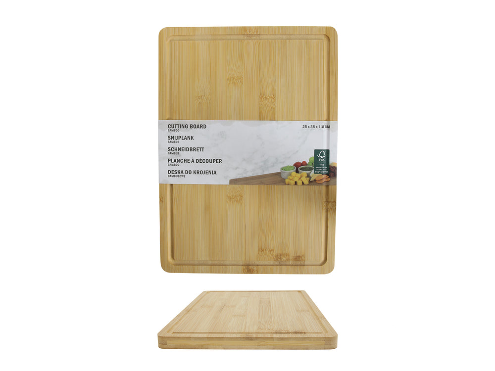 Cookinglife Cutting Board with Juice Groove - Bamboo - 25 x 35 x 1.8 cm