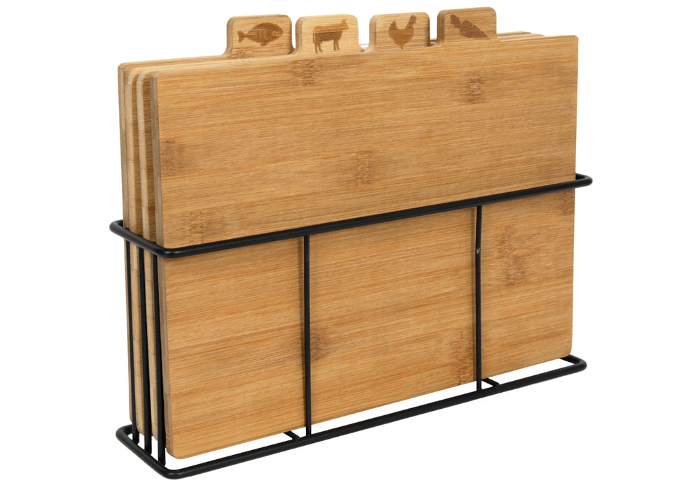 Cookinglife Bamboo Cutting Board Set with Holder 5-piece