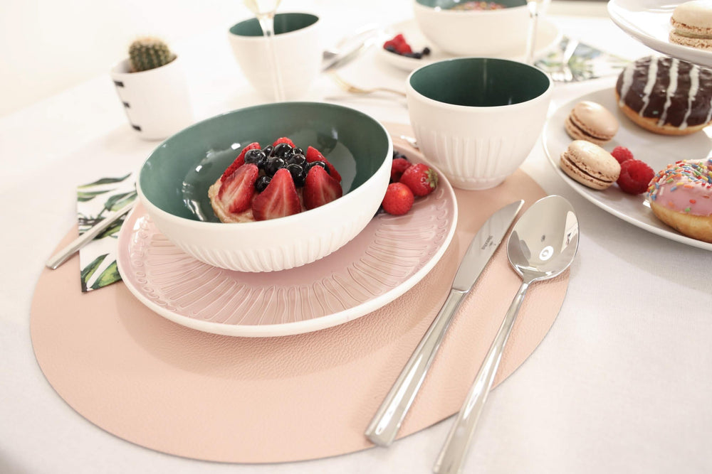 Jay Hill Placemat - Vegan leather - Grey / Pink - double sided - ø 38 cm