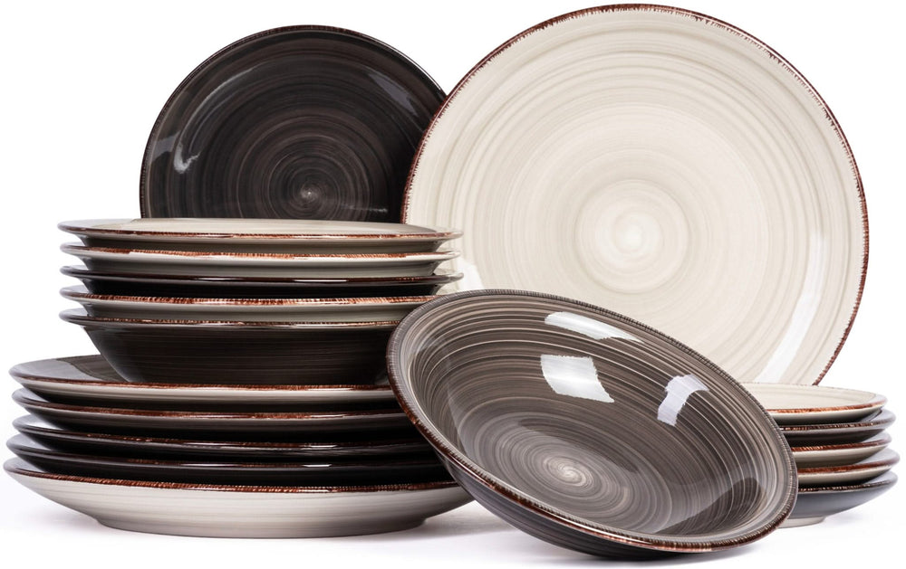 Cookinglife Dinnerware Set Delice Grey 18-piece / 6 people - 6 dinner plates, 6 pasta bowls, and 6 side plates