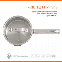 ELLE Gourmet Moderne sauce pan with Lid - Ø 16 cm - Without non-stick coating - stainless steel