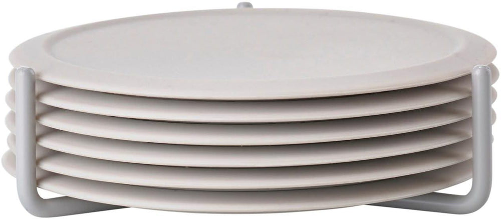 Zone Denmark Coasters with Holder - Warm Grey - 6 pieces