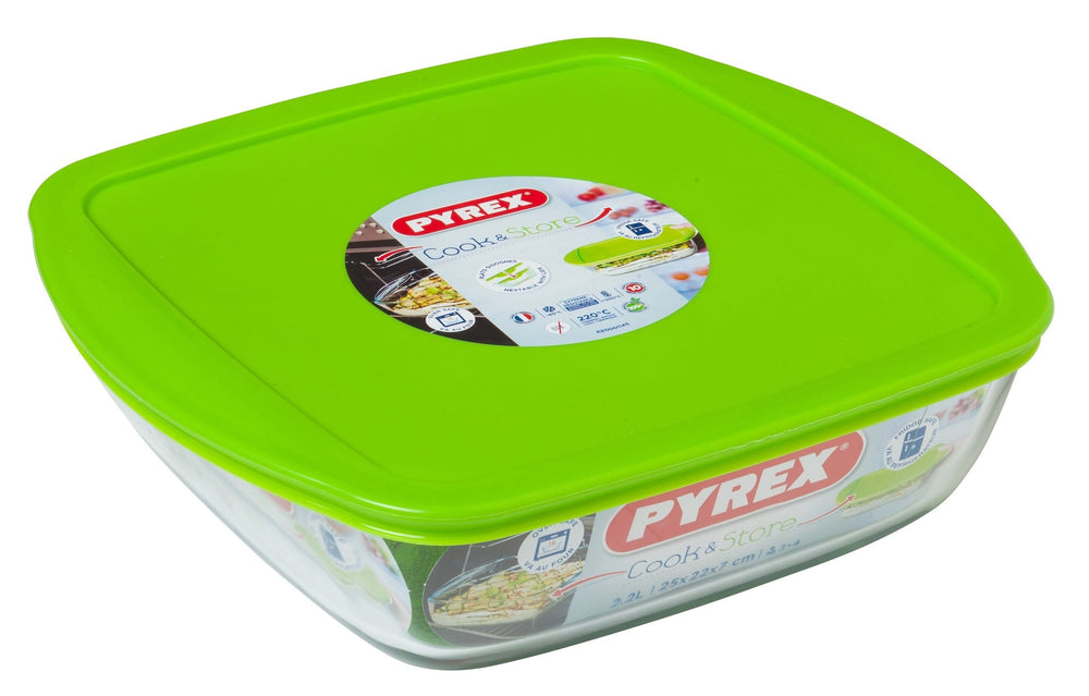 Pyrex Oven dish with lid - Cook & Store - 25 x 22 x 7 cm / 2.2 liters