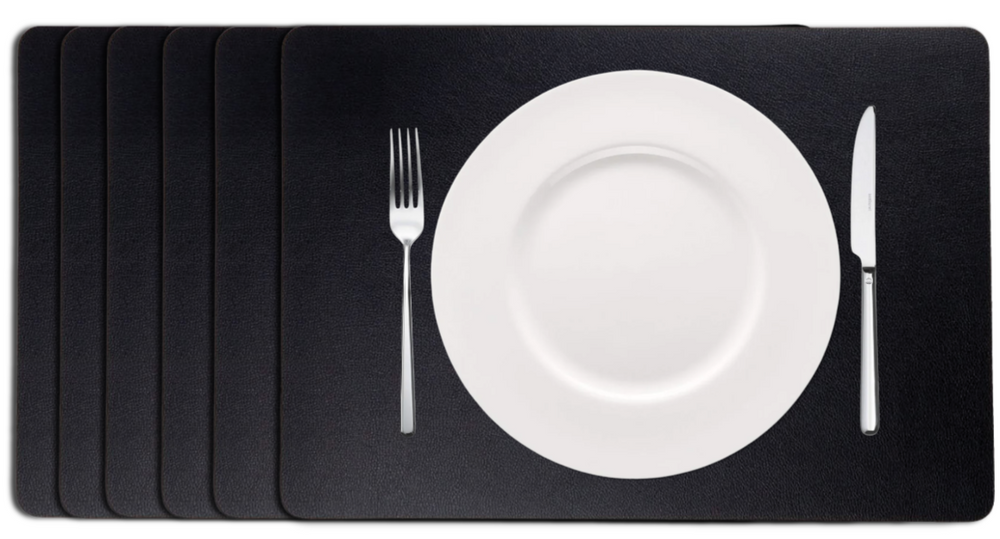 Cookinglife Placemats - Vegan leather - Black - 46 x 33 cm - 6 pieces