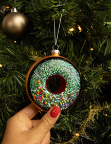 Nordic Light Christmas Ball Donut Brown/Blue 10 cm