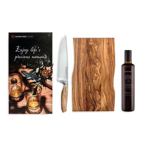 Wusthof Gift Set Amici - Chef's Knife, Cutting Board & Olive Oil