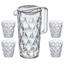 Koziol Pourer / Carafe - Unbreakable Super Glass - Crystal 1.6 liter with 4 Water Glasses - 250 ml