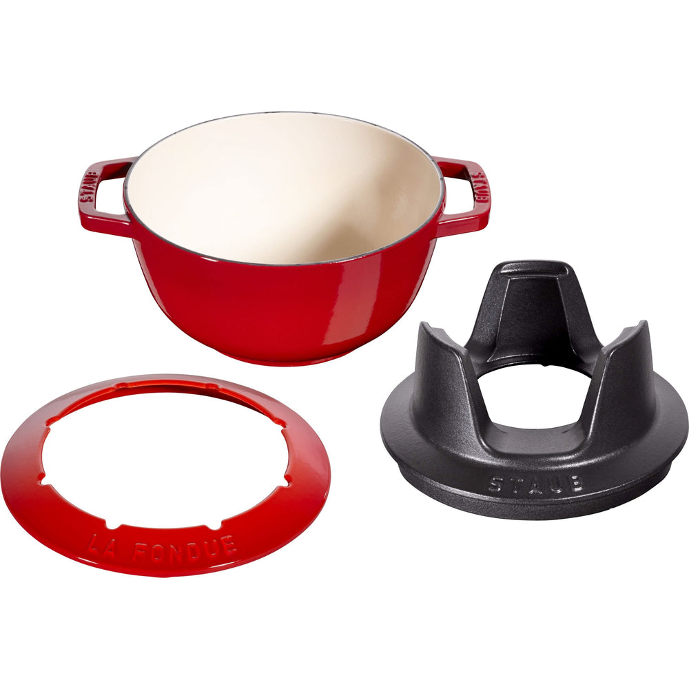 Staub Fondue set Cherry red - ø 20 cm / 2.36 liters