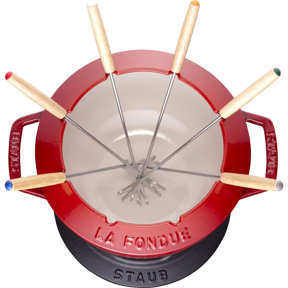 Staub Fondue set Cherry red - ø 20 cm / 2.36 liters