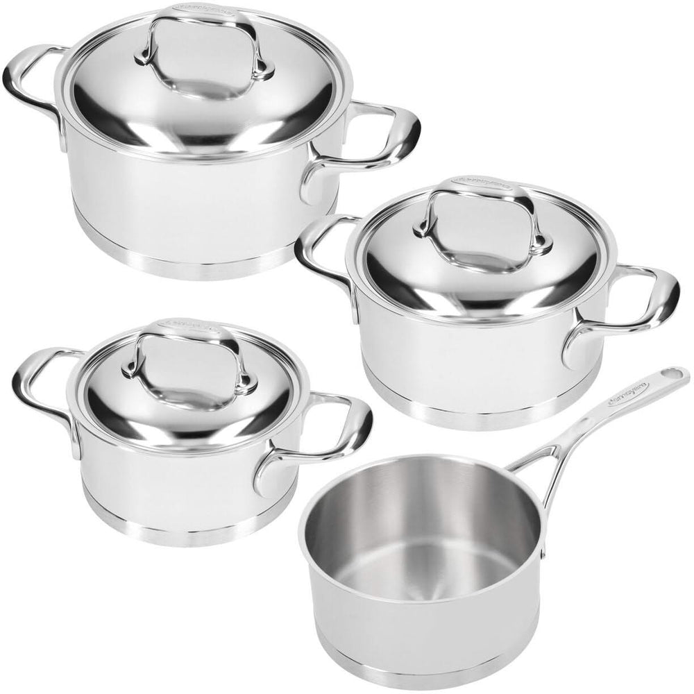 Demeyere - 4 piece Cookware set (Cooking pot ø 16 / 18 / 20 cm + sauce pan ø 16 cm) + Lids Atlantis 7 - stainless steel