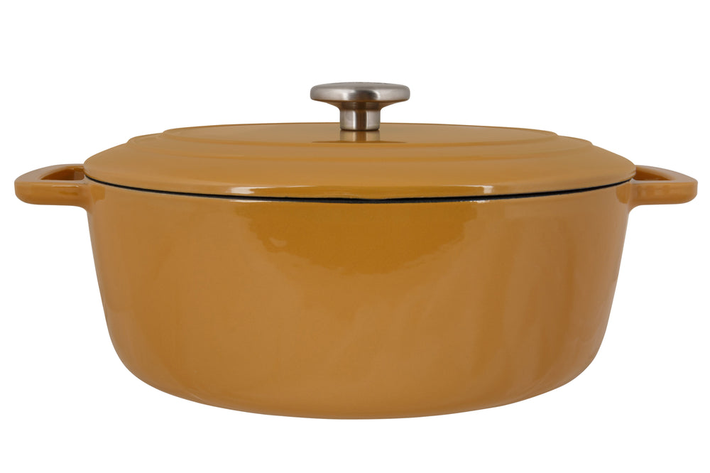 Cosy & Trendy Casserole Fontestic Cast Iron Amber Gold Oval - 31 x 24 cm -. Enamelled