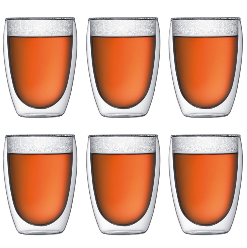 Bodum Double-walled Coffee and Tea Glasses Pavina - Patented Valve - 350 ml - 6 Pieces