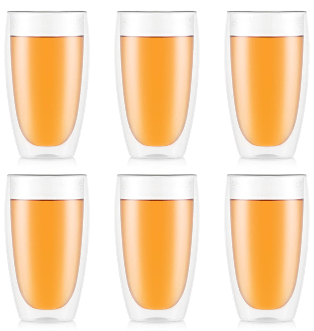 Bodum Double-walled Latte Macchiato Glasses Pavina - Patented Valve - 450 ml - 6 pieces