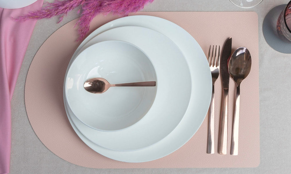 Jay Hill Placemat - Vegan leather - Gray/Pink - Bread - double sided - 44 x 30 cm