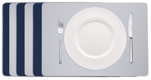 Cookinglife Placemats - Double-sided - Vegan leather - Grey / Blue 46 x 33 cm - 6 pieces