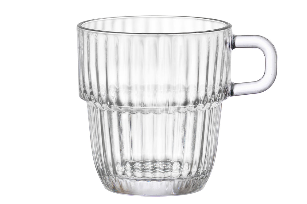 Bormioli Rocco Tea Glasses - Coffee Cups with Handle - Stackable - Barshine 250 ml - 6 pieces