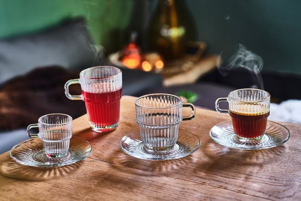 Bormioli Rocco Latte Macchiato Glasses - Irish Coffee Glasses - Coffee Cups with Handle - Stackable - Barshine 315 ml - 6 pieces