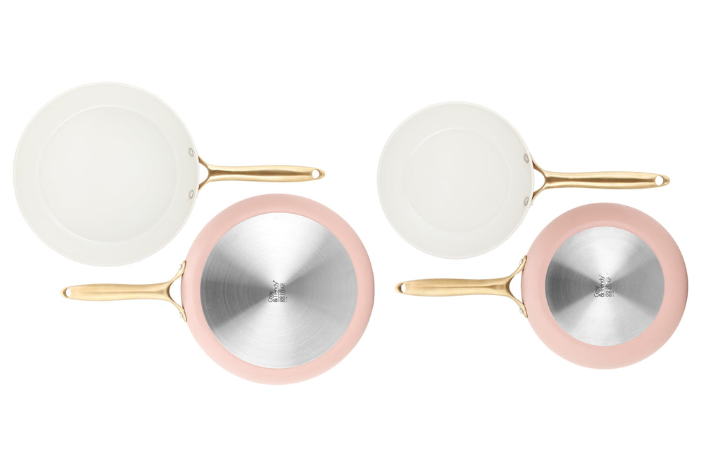 Cookinglife Frying Pan Set Style Pink - ø 24 & 28 cm - ceramic non-stick coating - suitable for all heat sources