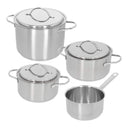 Demeyere - 4 piece Cookware set (Cooking pan ø 18 / 20 / 24 cm + sauce pan ø 16 cm) + Lids Resto 3 - stainless steel