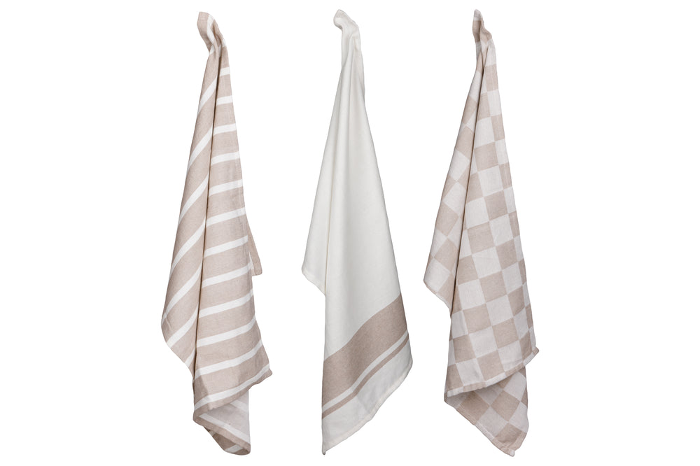 Cosy & Trendy Tea Towels Stoff Sand 50x70 cm - 3-piece