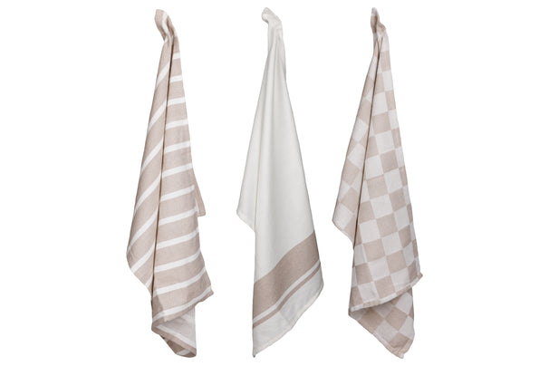 Cosy & Trendy Tea Towels Stoff Sand 50x70 cm - 3-piece