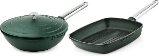 Westinghouse Cookware set Performance (Wok pan + Grill pan) ø 28 cm - Green - Induction and all other heat sources