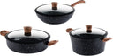 Westinghouse Cookware set Marble Wood (Wok pan ø 30 cm + Casserole + sauté pan ø 28 cm) - Induction and all other heat sources