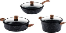 Westinghouse Cookware set Marble Wood (Wok pan ø 30 cm + Casserole + sauté pan ø 28 cm) - Induction and all other heat sources