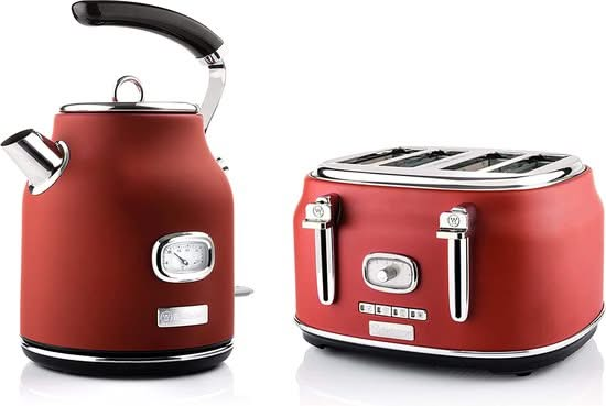 Westinghouse Retro Kettle + Toaster 4 Slots - Red