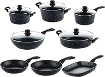 Westinghouse Cookware set Black Marble - 8 pans - Complete Cookware set - Induction and all others heat sources