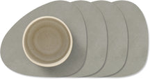LIND DNA Coasters Nupo - Leather - Light Grey - 13 x 11 cm - 4 pieces