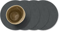 LIND DNA Coasters Nupo - Leather - Anthracite - ø 10 cm - 4 pieces