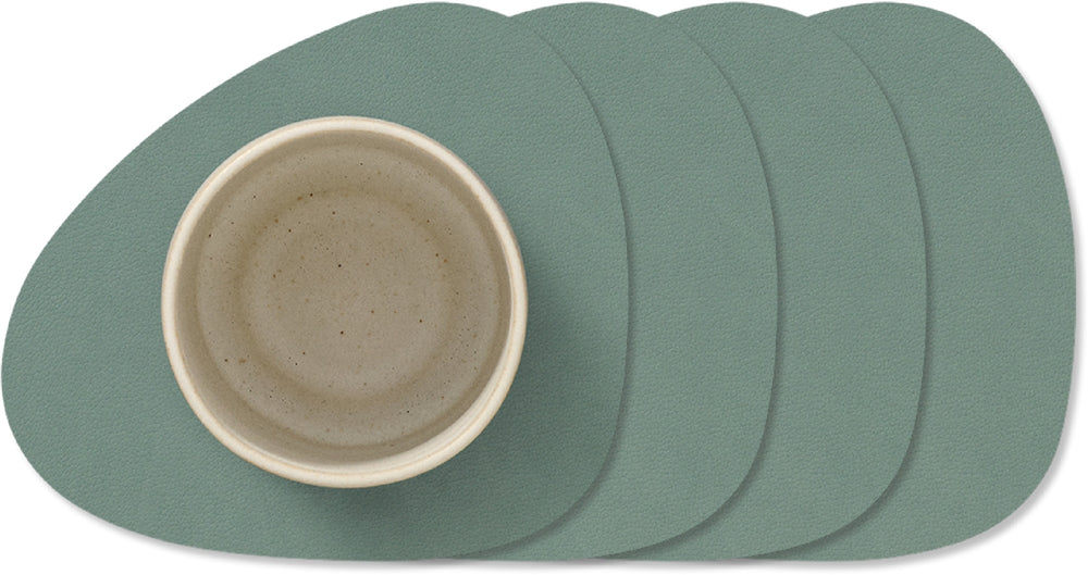 LIND DNA Coasters Nupo - Leather - Pastel Green - 13 x 11 cm - 4 pieces