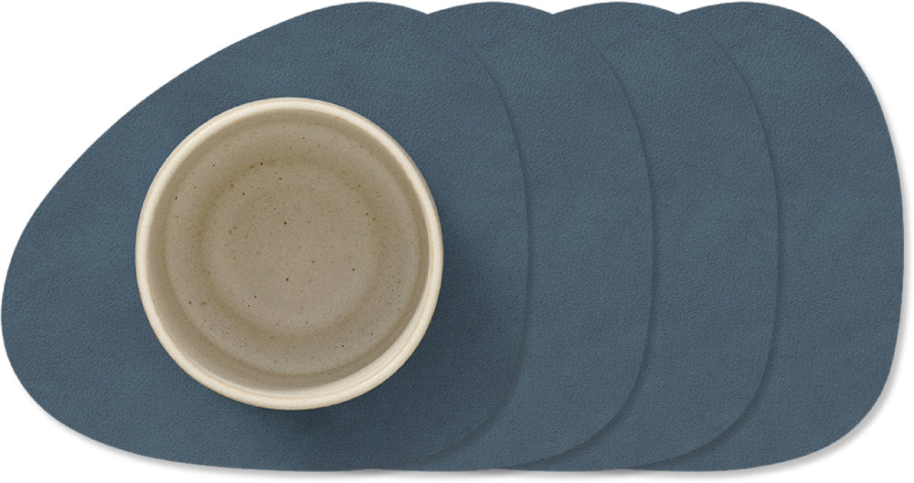 LIND DNA Coasters Nupo - Leather - Dark Blue - 13 x 11 cm - 4 pieces