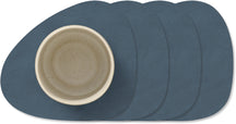 LIND DNA Coasters Nupo - Leather - Dark Blue - 13 x 11 cm - 4 pieces