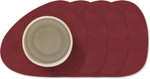 LIND DNA Coasters Nupo - Leather - Red - 13 x 11 cm - 4 Pieces