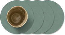LIND DNA Coasters Nupo - Leather - Pastel Green - ø 10 cm - 4 pieces