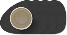LIND DNA Coasters Nupo - Leather - Black - 13 x 11 cm - 4 pieces