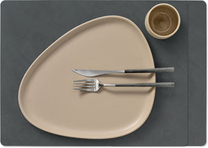 LIND DNA Placemats Nupo - Leather - Anthracite - 45 x 35 cm - 2 pieces