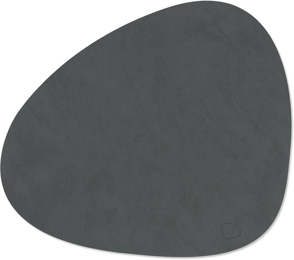 LIND DNA Placemats Nupo - Leather - Anthracite - Curved - 44 x 37 cm - 2 Pieces