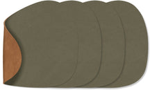 LIND DNA Coasters Nupo - Leather - Army Green / Nature - double-sided - 13 x 11 cm - 4 pieces