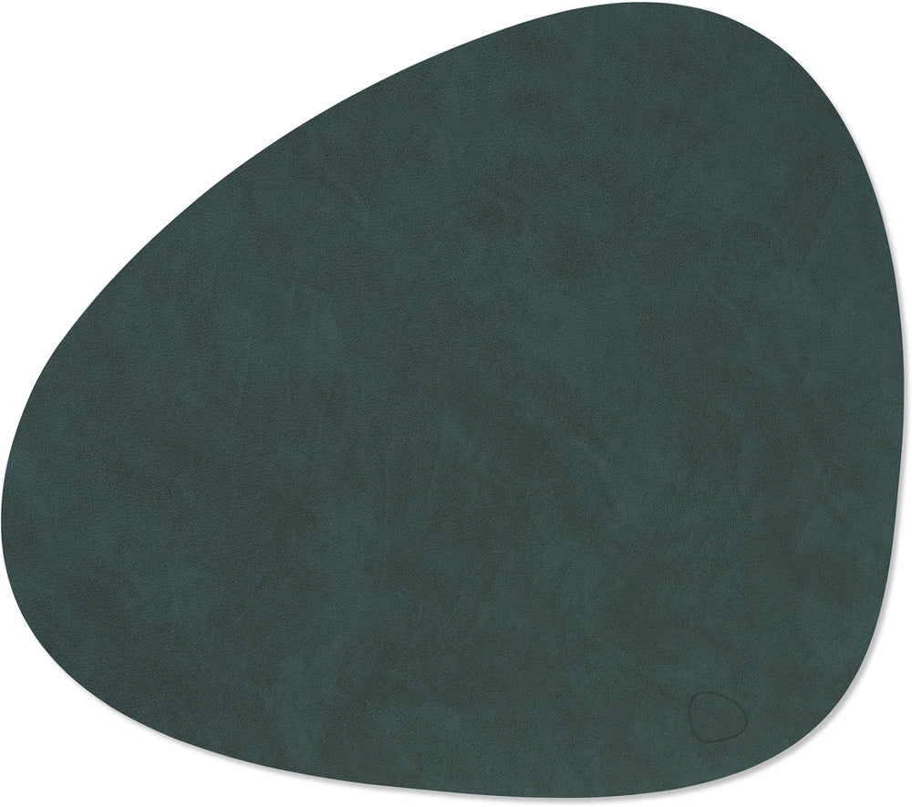 LIND DNA Placemats Nupo - Leather - Dark Green - Curved - 44 x 37 cm - 2 pieces